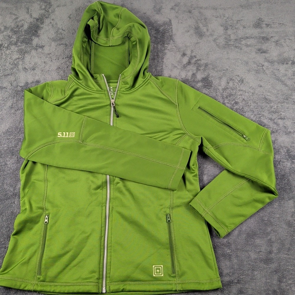Tactical 5.11 Jacket Womens XL Hoodie Green Full Zip Soft-shell Athletic